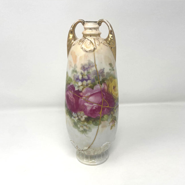 Kintsugi Vase – Antique Victoria Czechoslovakia Porcelain with 23k Gold Repair