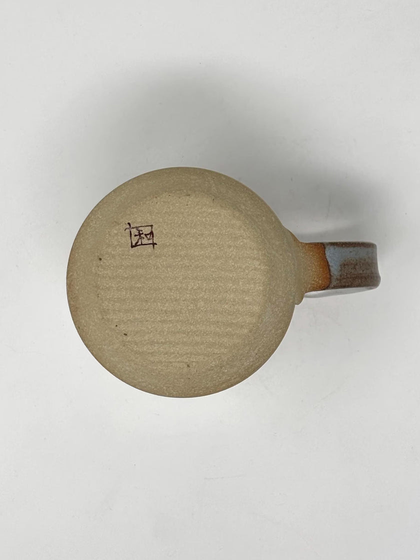 Rise & Shine Kintsugi Mug – White, Blue-Gray & Orange (Brass Finish, Food-Safe)