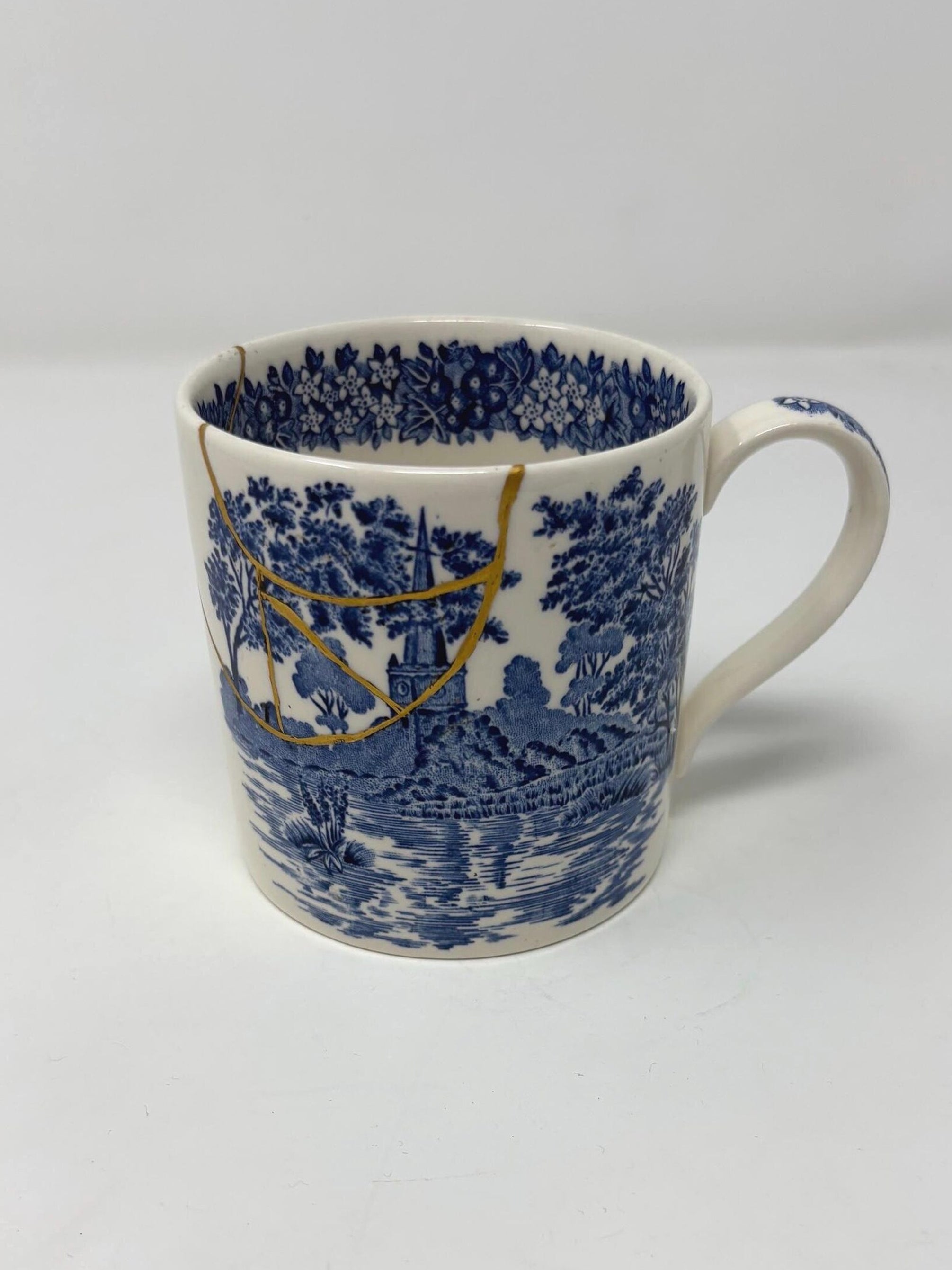 Rise + Shine Collection — Authentic Kintsugi Mug Vintage Wedgwood Blue A | Made in England | 23k Gold Finish