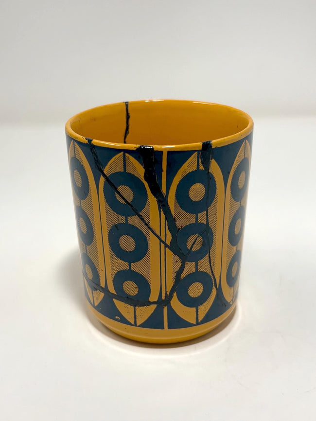 Rise + Shine Collection – Vintage Longton England Small Mug Real Kintsugi Cup (lacquer finish, no glue, food safe, urushi, gift, Japanese restoration)