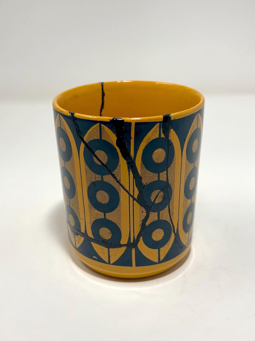 Rise + Shine Collection – Vintage Longton England Small Mug Real Kintsugi Cup (lacquer finish, no glue, food safe, urushi, gift, Japanese restoration)