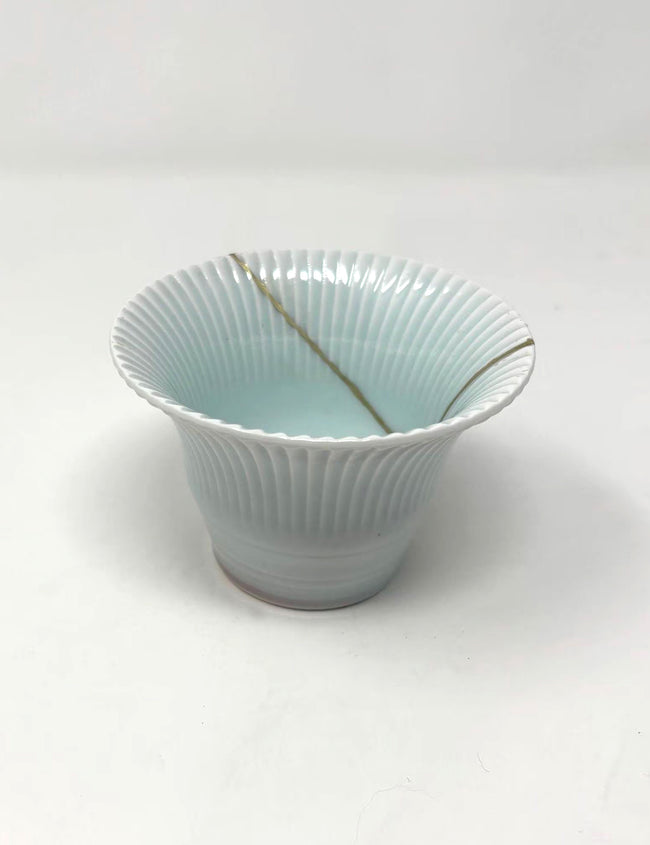 Pale Blue-Green Cup – Japanese Ceramic with 23k Gold Repair